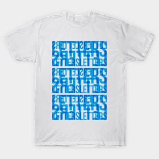 Letters Typography Stack (Cyan Blue) T-Shirt